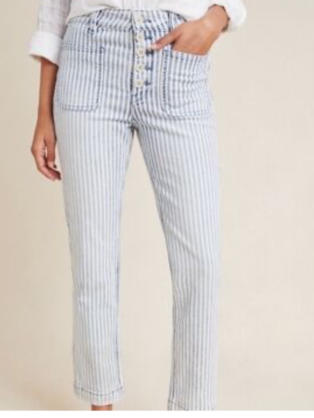 Anthropologie Pilcro Striped High-Rise Button-Fly Women’s Jeans Women’s 27